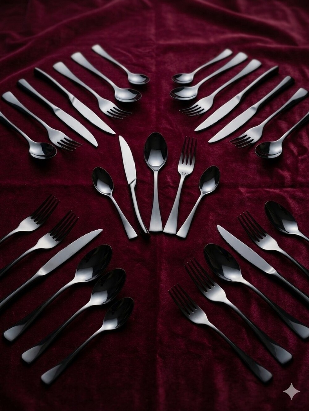 Uniturky Shiny Black Victorian‎ Inspired - 24 Pc Flatware